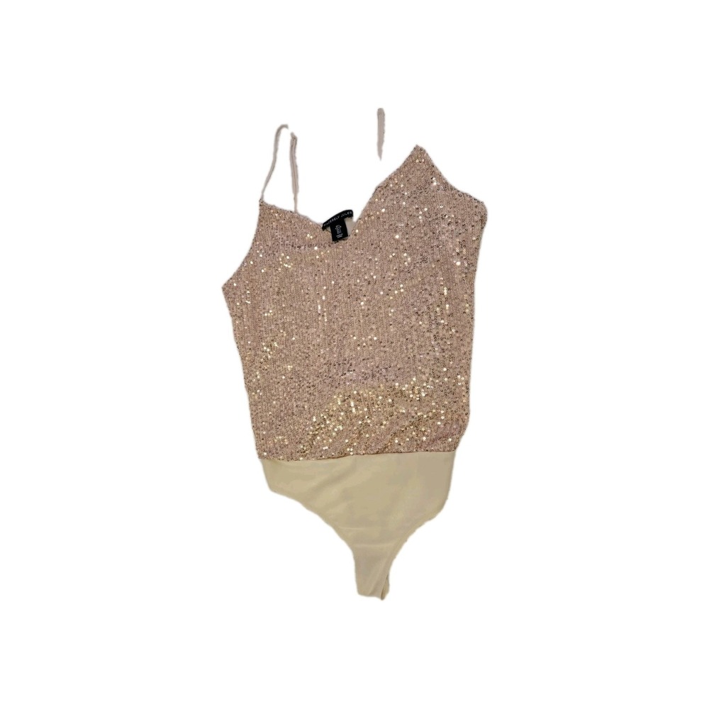 Sincerely Jules Rose Gold Sequin V-Neck Sleeveless Bodysuit Blouse Size‎ Large